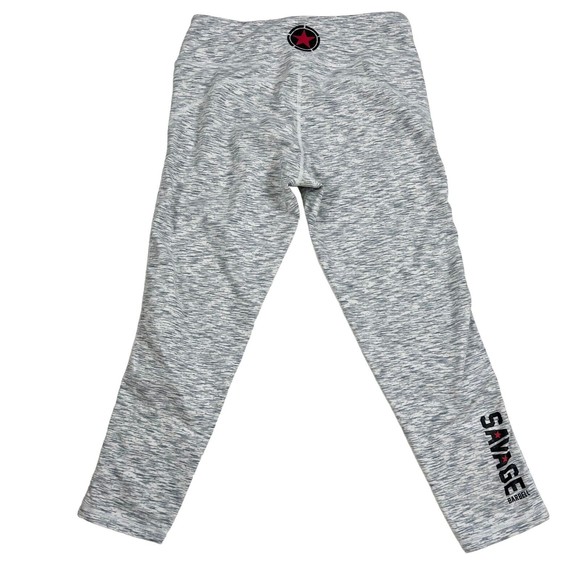 Savage Barbell Heather Grey Workout Gym Athletic Crop Legging Mesh Inset Woman M - Picture 1 of 9